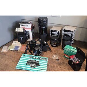 LARGE LOT-Yashica FX-3 SUPER 2000 Camera-Lens X5-Flash-lens Filter. VintageJapan